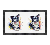 Azeeda 'Colourful Border Collie' Pet Feeding Mat (PM00039014)
