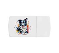 Azeeda 'Colourful Border Collie' Pill Box with Tablet Splitter (PI00044130)