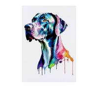 Azeeda 'Colourful Great Dane' Temporary Tattoo - Water Resistant, Skin-Safe, Non-Toxic Transfer (TO00103911)