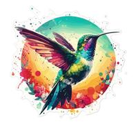 Azeeda 'Colourful Hummingbird' White Premium Vinyl Decal Sticker - Waterproof, Durable & Easy to Apply - Ideal for Car Bumpers, Windows, Bins and More - Large (210mm) (DW00116026)