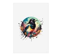 Azeeda 'Colourful Magpie' Wall Art Poster Print - Unframed Artwork for Home Decor - A4 Portrait (PP00279297)
