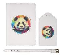 Azeeda 'Colourful Panda' Passport Cover & Luggage Tag Travel Set (PA00029326)