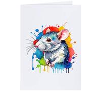 Azeeda 'Colourful Rat' Greeting Card - A4 (GC00094828)