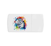 Azeeda 'Colourful Rat' Pill Box with Tablet Splitter (PI00043989)