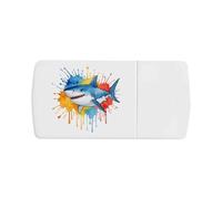 Azeeda 'Colourful Shark' Pill Box with Tablet Splitter (PI00043947)