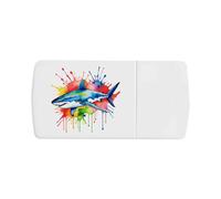 Azeeda 'Colourful Shark' Pill Box with Tablet Splitter (PI00043948)