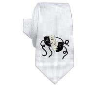 Azeeda 'Comedy and Tragedy Masks' White Tie/Necktie with Gift Box (AT00016103)