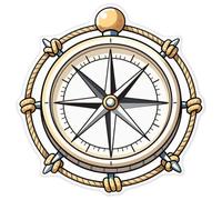 Azeeda 'Compass Surrounded by Rope Knots' White Premium Vinyl Decal Sticker - Waterproof, Durable & Easy to Apply - for Car Bumpers, Windows, Bins & More - XXL (720mm) (DW00190880)