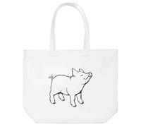 Azeeda 'Contented Pig' Tote Shopping Bag For Life (BG00090811)