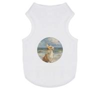 Azeeda 'Corgi on Beach' Pet Dog/Cat T-Shirt, L (PT00190535)