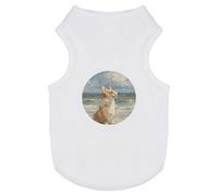 Azeeda 'Corgi on Beach' Pet Dog/Cat T-Shirt, M (PT00190534)