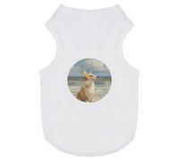 Azeeda 'Corgi on Beach' Pet Dog/Cat T-Shirt, S (PT00190533)