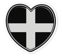 Azeeda 'Cornwall Flag Heart' Sticker - White, 10cm (DW00087625)