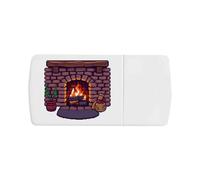 Azeeda 'Cosy Fireplace' Pill Box with Tablet Splitter (PI00043333)