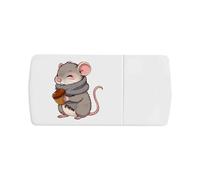 Azeeda 'Cosy Rat with Acorn' Pill Box with Tablet Splitter (PI00044741)