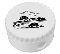 Azeeda 'Cow on the Dairy Farm' Compact Pencil Sharpener (PS00059544) | Small Stationery Tool for School, Office, Art and Drawing