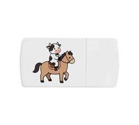 Azeeda 'Cow Riding Horse' Pill Box with Tablet Splitter (PI00041298)