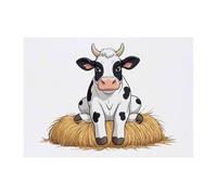 Azeeda 'Cow Sitting on Hay Bale' Temporary Tattoo - A6 (TO00098265)