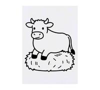Azeeda 'Cow Sitting on Hay Bale' Temporary Tattoo - A6 (TO00098267)