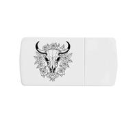 Azeeda 'Cow Skull with Roses' Pill Box with Tablet Splitter (PI00041306)