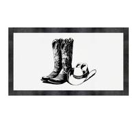 Azeeda 'Cowboy Boots & Hat' Pet Feeding Mat (PM00041439) | Placemat for Dog / Cat Food and Water Bowls, Kitchens and Floors