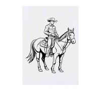 Azeeda 'Cowboy on Horse Line Art' Temporary Tattoo - A6 (TO00096573)