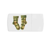 Azeeda 'Cozy Green Checkered Socks' Pill Box with Tablet Splitter (PI00041541)