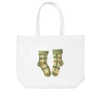 Azeeda 'Cozy Green Checkered Socks' Tote Shopping Bag For Life (BG00089744)