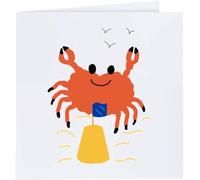 Azeeda 'Crab Makes A Sand Castle' Greeting Card - Square (GC00068483)