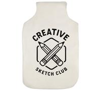 Azeeda 'Creative Sketch Club Artist Drawing Hobby Des' Hot Water Bottle Cover (HW00044183)