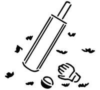 Azeeda 'Cricket Bat & Ball' Reusable Stencil - Durable Decorative Template for Painting and Spraying on Walls, Tiles, Wood, Fabric & Craft Projects - S (A6) (WS00066518)