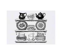 Azeeda 'Crockery Set on Shelves' Temporary Tattoo - A6 (TO00106701)