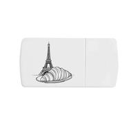 Azeeda 'Croissant & Eiffel Tower' Pill Box with Tablet Splitter (PI00041968)