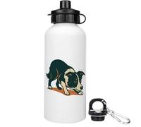 Azeeda 'Crouching Border Collie' Water Bottle - 600ml (WT00088433) | Lightweight Drinks Flask for Work, Sports, Gym, Travel and Outdoors
