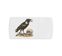 Azeeda 'Crow with Human Skull' Pill Box with Tablet Splitter (PI00037146)