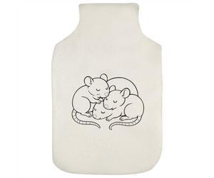 Azeeda 'Cuddling Rats' Hot Water Bottle Cover (HW00053627) | Soft Fabric Case for Bedtime, Winter Warmth, Home and Gifts