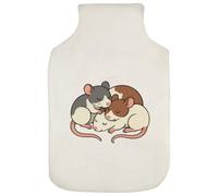 Azeeda 'Cuddling Rats' Hot Water Bottle Cover (HW00053628) | Soft Fabric Case for Bedtime, Winter Warmth, Home and Gifts