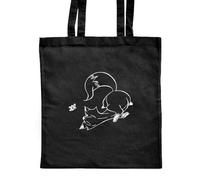 Azeeda 'Curious Fox & Butterfly' Classic Black Tote Shopper Bag (ZB00019138)