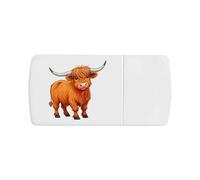 Azeeda 'Curious Highland Cow' Pill Box with Tablet Splitter (PI00042485)