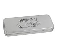 Azeeda 'Curled Up Fox' Metal Hinged Stationery Tin/Storage Box (TT00031463)
