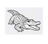 Azeeda 'Cute Alligator Line Art' Temporary Tattoo - Water Resistant, Skin-Safe, Non-Toxic Transfer (TO00096271)