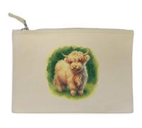 Azeeda 'Cute Baby Highland Cow' Canvas Clutch Bag/Accessory Case (CL00049353)