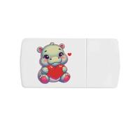 Azeeda 'Cute Baby Hippo with Love Heart' Pill Box with Tablet Splitter (PI00042585)