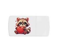 Azeeda 'Cute Baby Raccoon with Love Heart' Pill Box with Tablet Splitter (PI00042587)