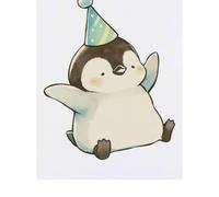 Azeeda 'Cute Birthday Penguin' Temporary Tattoo - Water Resistant, Skin-Safe, Non-Toxic Transfer (TO00098691)