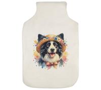 Azeeda 'Cute Border Collie' Hot Water Bottle Cover (HW00053407) | Soft Fabric Case for Bedtime, Winter Warmth, Home and Gifts