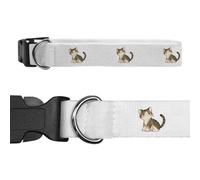 Azeeda 'Cute Cat Sitting' Dog Collar - White, S (PR00085847)