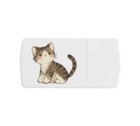 Azeeda 'Cute Cat Sitting' Pill Box with Splitter (PI00045233)
