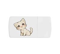 Azeeda 'Cute Cat Sitting' Pill Box with Splitter (PI00045274)