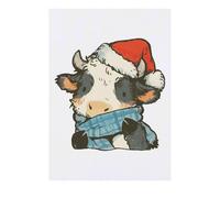 Azeeda 'Cute Christmas Cow with Scarf' Temporary Tattoo - Water Resistant, Skin-Safe, Non-Toxic Transfer (TO00095341)